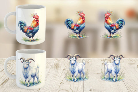 Mug Wrap Watercolor Rustic Flower Crown Animal Sublimation artnoy 