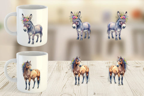 Mug Wrap Watercolor Rustic Flower Crown Animal Sublimation artnoy 