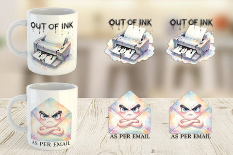 Mug Wrap Watercolor Sarcastic 90s Office Quotes Sublimation artnoy 