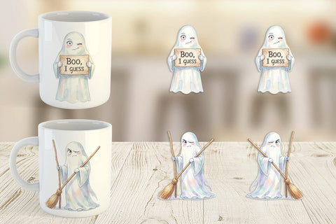 Mug Wrap Watercolor Sarcastic Autumn Fall Ghost Sublimation artnoy 