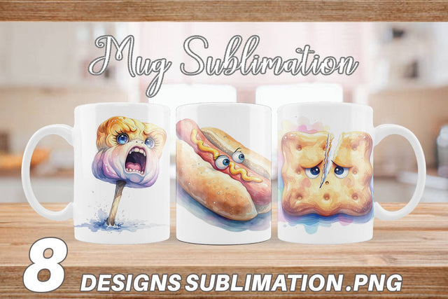 Mug Wrap Watercolor Sarcastic Camp Food Snacks Sublimation artnoy 