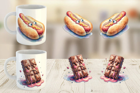 Mug Wrap Watercolor Sarcastic Camp Food Snacks Sublimation artnoy 