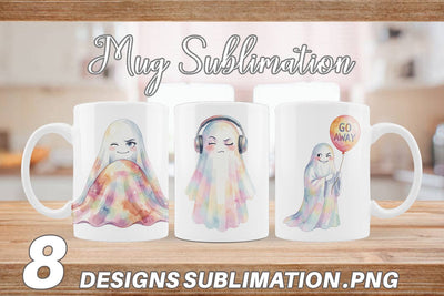 Mug Wrap Watercolor Sarcastic Introvert Ghost Sublimation artnoy 