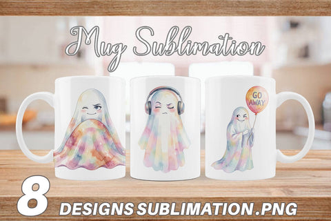 Mug Wrap Watercolor Sarcastic Introvert Ghost Sublimation artnoy 