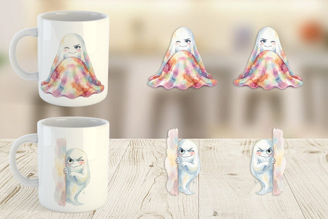 Mug Wrap Watercolor Sarcastic Introvert Ghost Sublimation artnoy 