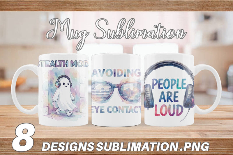 Mug Wrap Watercolor Sarcastic Introvert Quotes Sublimation artnoy 