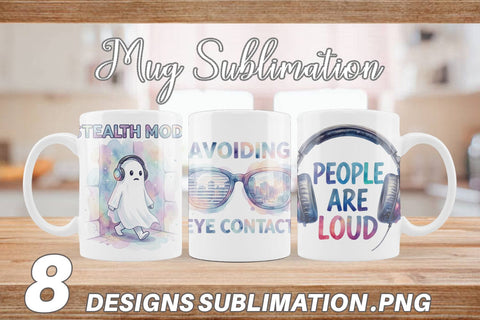 Mug Wrap Watercolor Sarcastic Introvert Quotes Sublimation artnoy 