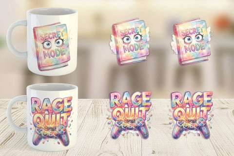 Mug Wrap Watercolor Sarcastic Retro Gaming Quotes Sublimation artnoy 