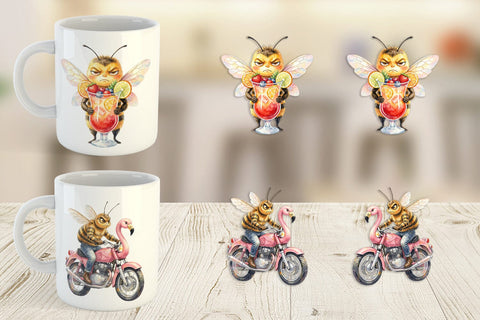 Mug Wrap Watercolor Sarcastic Rocker Bee Tropical Sublimation artnoy 