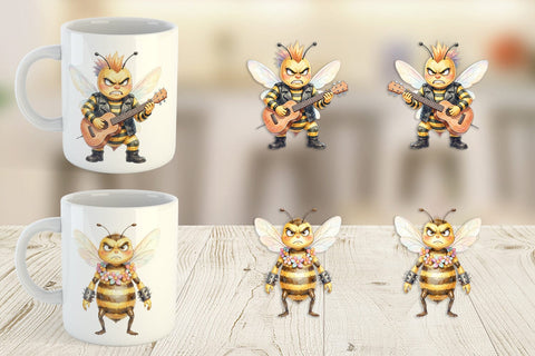 Mug Wrap Watercolor Sarcastic Rocker Bee Tropical Sublimation artnoy 