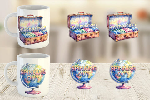 Mug Wrap Watercolor Sarcastic Wanderlust Quotes Sublimation artnoy 