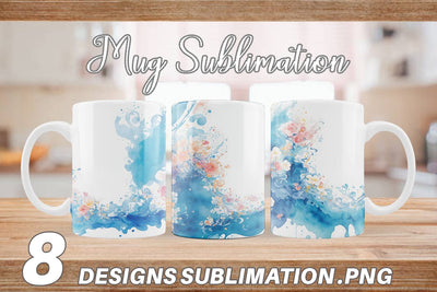 Mug Wrap Watercolor Splash Wave Sublimation artnoy 