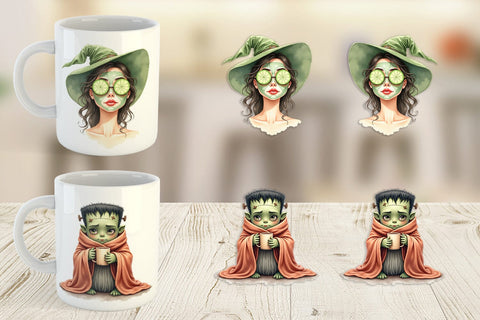 Mug Wrap Watercolor Spooky Self Care Sublimation artnoy 