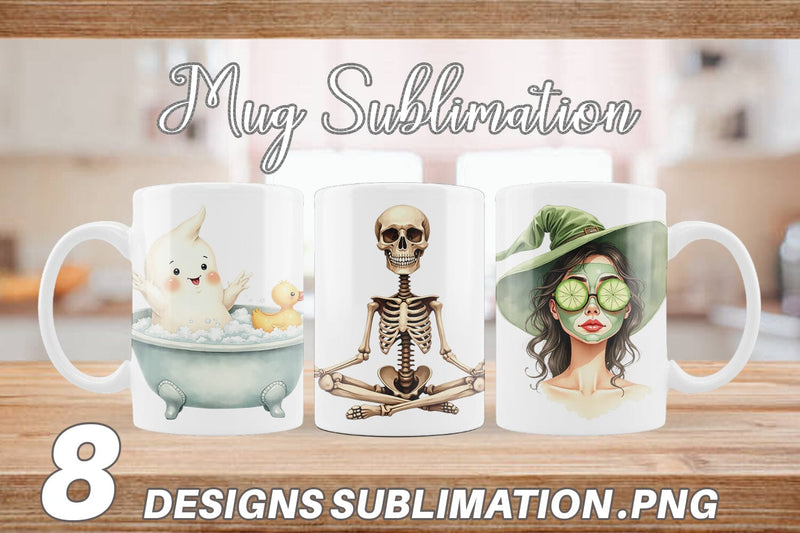 Mug Wrap Watercolor Spooky Self Care Sublimation artnoy 