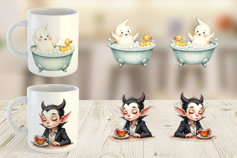 Mug Wrap Watercolor Spooky Self Care Sublimation artnoy 