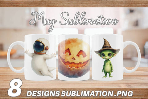 Mug Wrap Watercolor Spooky Space Cadets Sublimation artnoy 