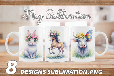 Mug Wrap Watercolor Spring Farmyard Flower Art Sublimation artnoy 
