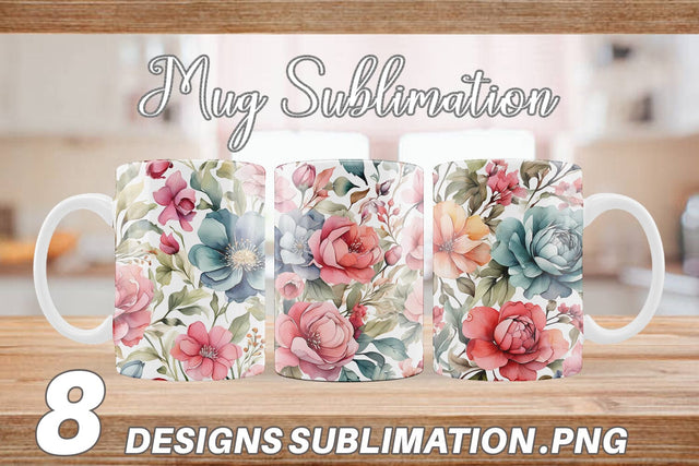 Mug Wrap Watercolor Spring Flower Sublimation artnoy 
