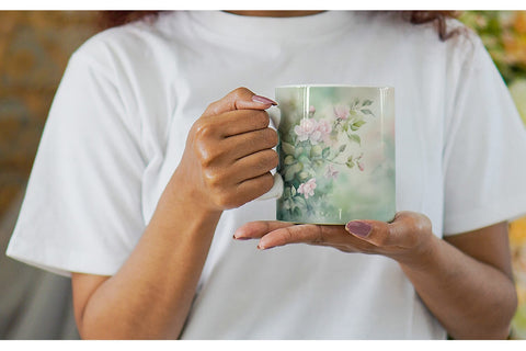 Mug Wrap Watercolor Spring Greenery Sublimation artnoy 