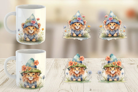 Mug Wrap Watercolor Spring Lion Sublimation artnoy 