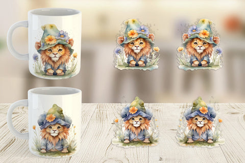 Mug Wrap Watercolor Spring Lion Sublimation artnoy 