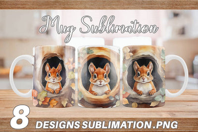 Mug Wrap Watercolor Squirrel Sublimation artnoy 