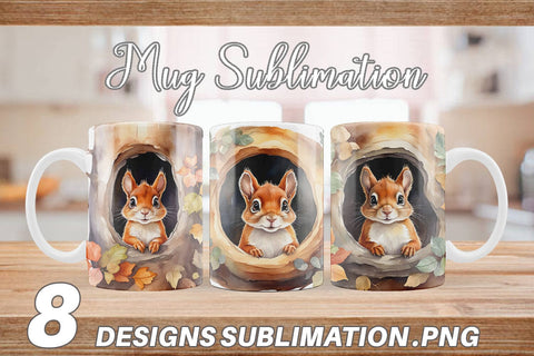 Mug Wrap Watercolor Squirrel Sublimation artnoy 