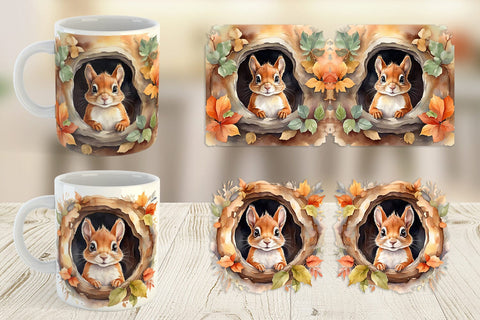 Mug Wrap Watercolor Squirrel Sublimation artnoy 