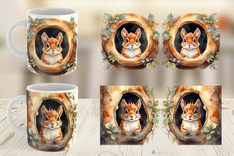 Mug Wrap Watercolor Squirrel Sublimation artnoy 