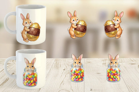 Mug Wrap Watercolor Sweet Candy Easter Bunny Sublimation artnoy 