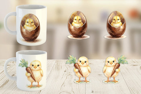 Mug Wrap Watercolor Sweet Candy Easter Chicks Sublimation artnoy 