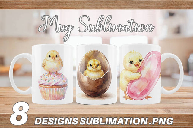 Mug Wrap Watercolor Sweet Candy Easter Chicks Sublimation artnoy 