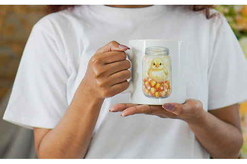 Mug Wrap Watercolor Sweet Candy Easter Chicks Sublimation artnoy 
