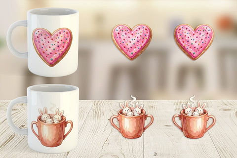 Mug Wrap Watercolor Sweet Easter Heart Treats Sublimation artnoy 