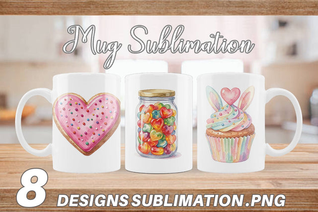 Mug Wrap Watercolor Sweet Easter Heart Treats Sublimation artnoy 