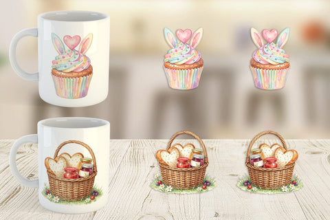 Mug Wrap Watercolor Sweet Easter Heart Treats Sublimation artnoy 