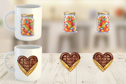 Mug Wrap Watercolor Sweet Easter Heart Treats Sublimation artnoy 