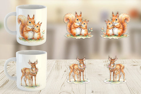 Mug Wrap Watercolor Sweet Forest Motherhood Sublimation artnoy 