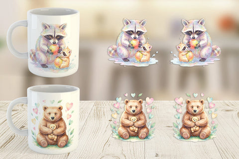 Mug Wrap Watercolor Sweet Forest Motherhood Sublimation artnoy 