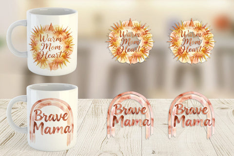 Mug Wrap Watercolor Terracotta Boho Abstract Mom Quotes Sublimation artnoy 