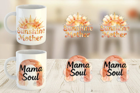 Mug Wrap Watercolor Terracotta Boho Abstract Mom Quotes Sublimation artnoy 