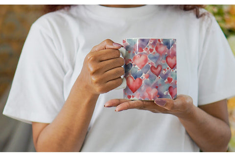 Mug Wrap Watercolor Texture Heart Sublimation artnoy 