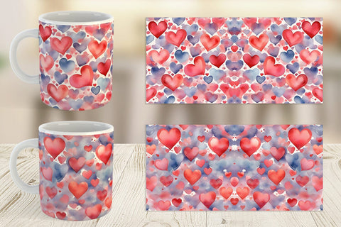 Mug Wrap Watercolor Texture Heart Sublimation artnoy 
