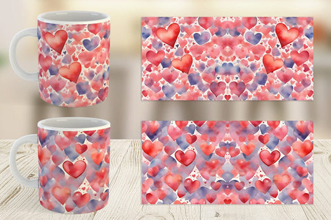 Mug Wrap Watercolor Texture Heart Sublimation artnoy 