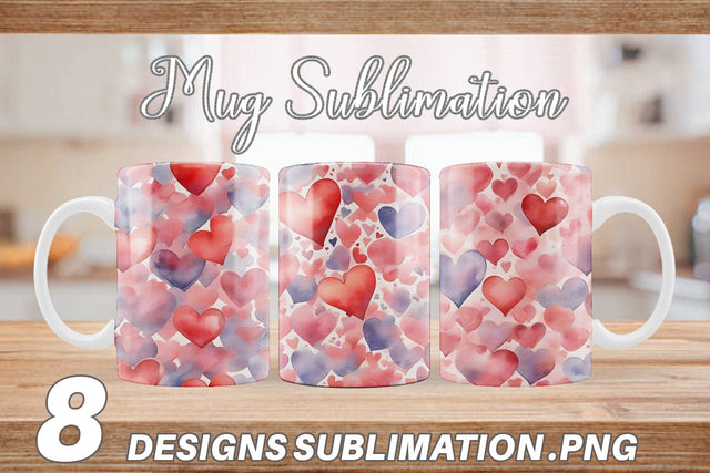 Mug Wrap Watercolor Texture Heart Sublimation artnoy 