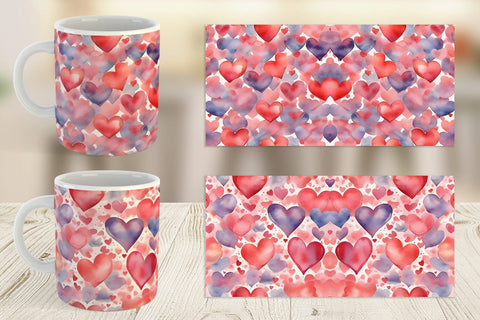 Mug Wrap Watercolor Texture Heart Sublimation artnoy 