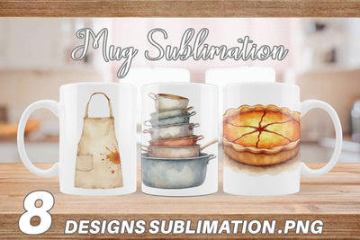 Mug Wrap Watercolor Thanksgiving Kitchen Chaos Sublimation artnoy 