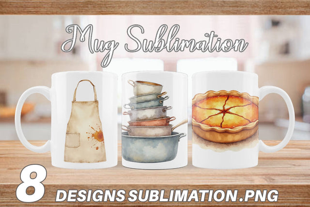 Mug Wrap Watercolor Thanksgiving Kitchen Chaos Sublimation artnoy 