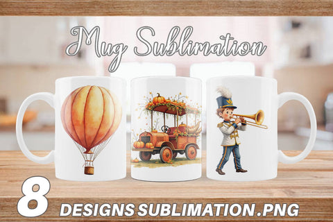 Mug Wrap Watercolor Thanksgiving Parade Sublimation artnoy 