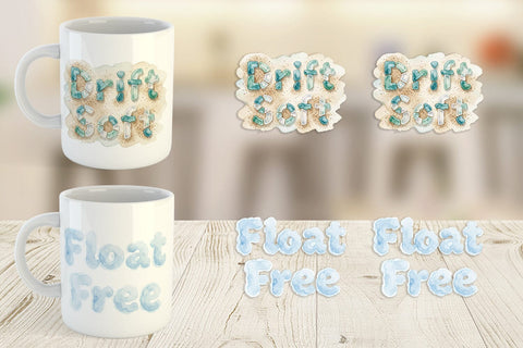 Mug Wrap Watercolor Tidal Fluid Blue Affirmations Sublimation artnoy 